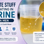 white stuff floating in urine in men
