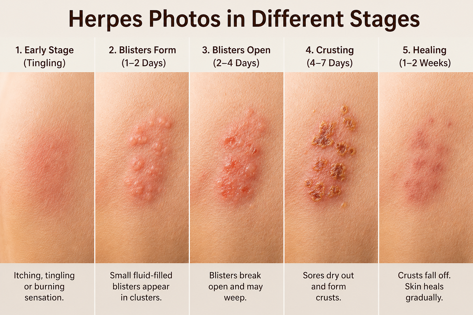 herpes photos in different stages